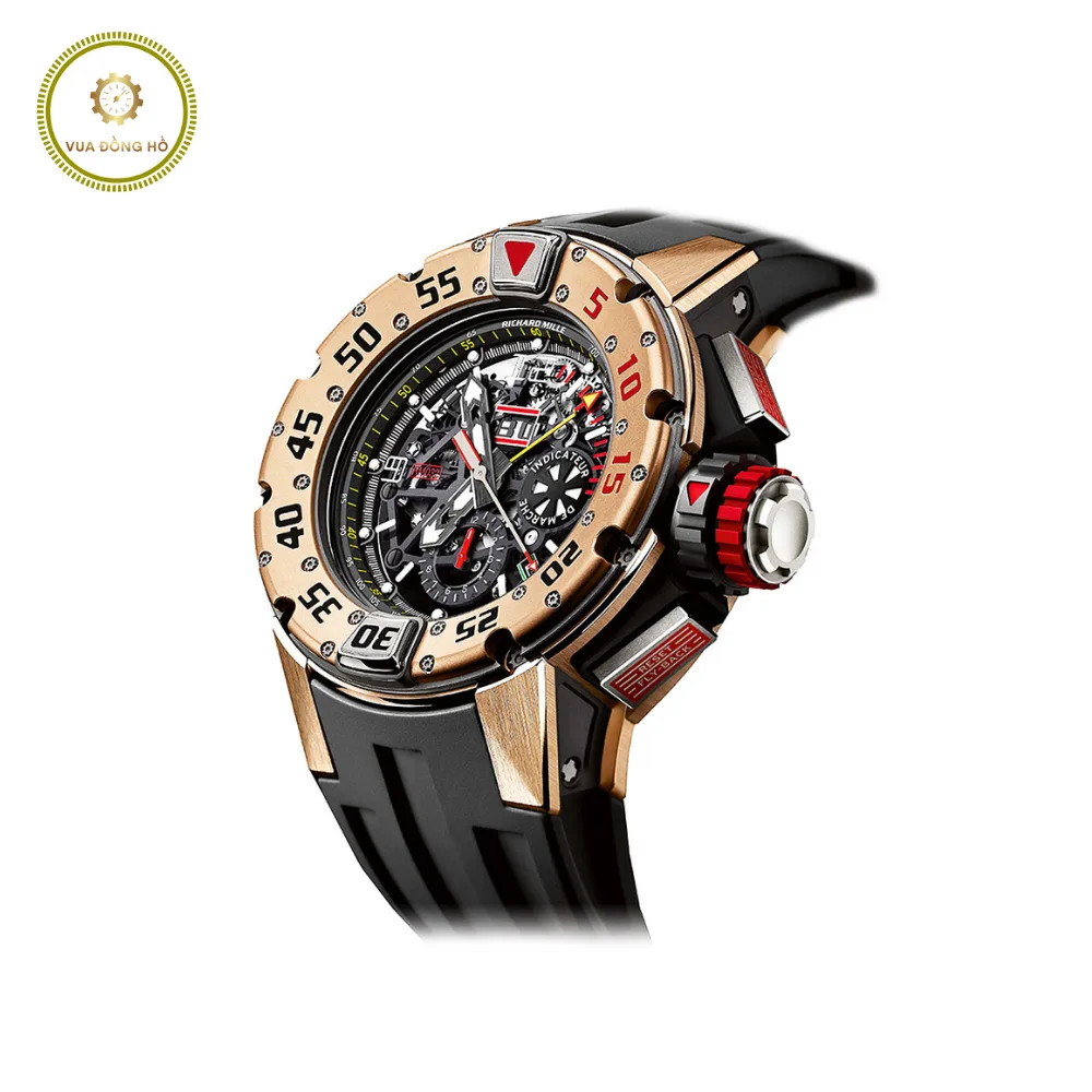 Richard Mille RM032 Men's Automatic Chronograph in Rose Gold on Black Rubber Strap with Skeleton Dial