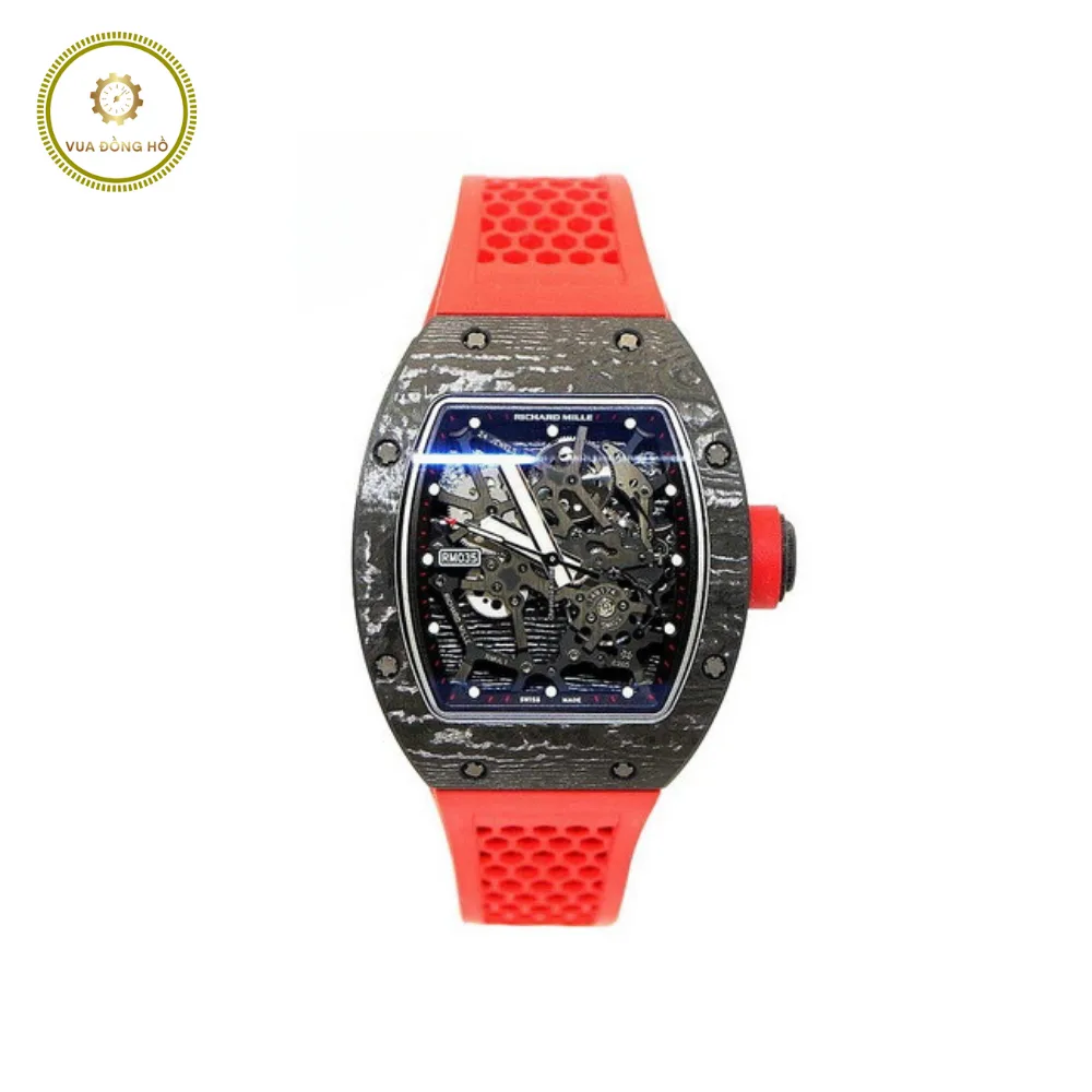 Richard Mille RM035 Ultimate Edition in Carbon on Red Rubber Strap with Transparent Dial