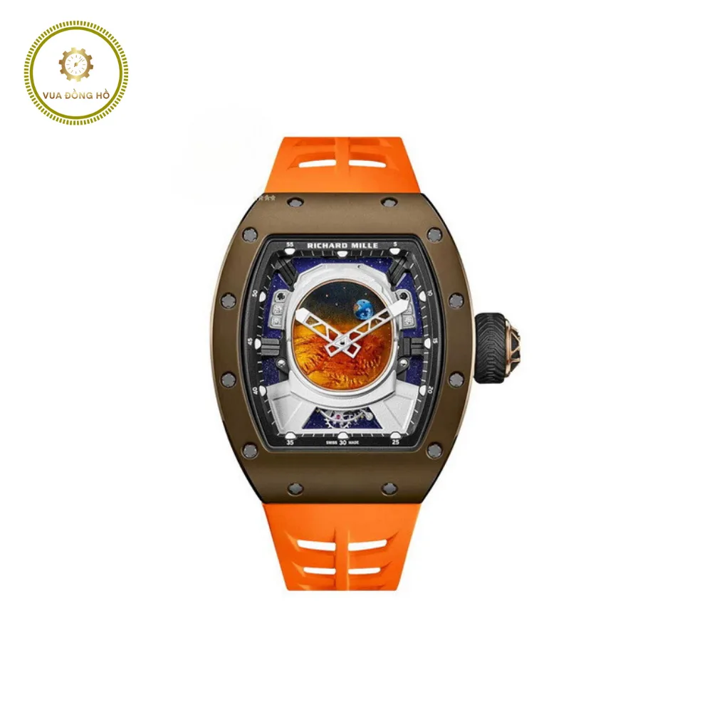 Richard Mille RM52 Pharrell Williams Tourbillon in Titanium & Carbon TPT on Orange Rubber Strap with Skeleton Dial