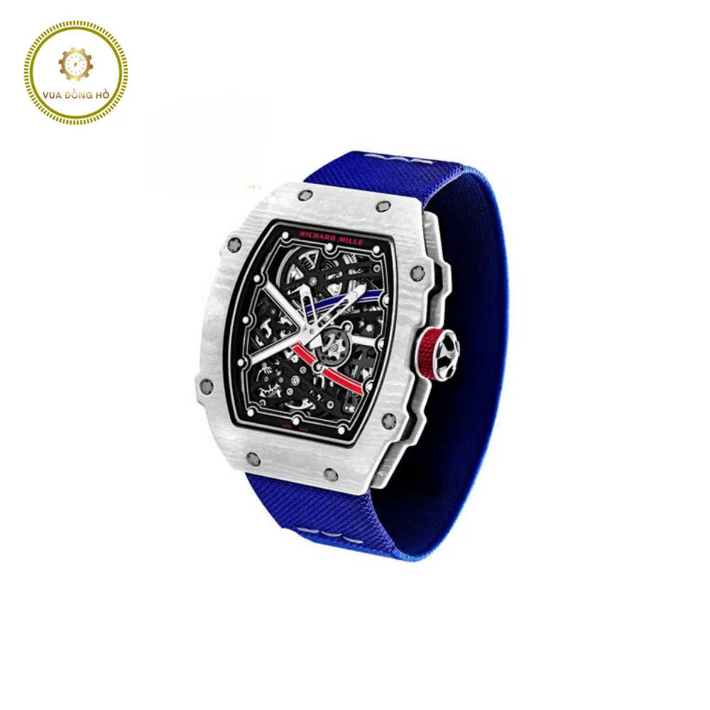 Richard Mille Rm 67-02 Automatic in White Quartz TPT on Blue Elastic Strap with Openworked Dial